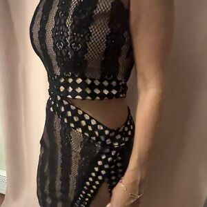 NBD, high slit, midi pink dress